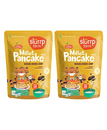 Slurrp Farm Banana Choco Chips & Supergrains Pancake Mix Pack of 2 - 150 gm each
