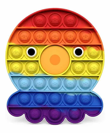 FunBlast Octopus Shaped Pop Bubble Stress Relieving Silicone Pop It Fidget Toy - Multicolour