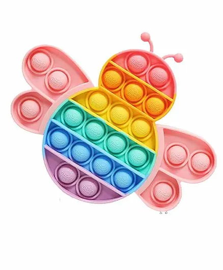 FunBlast Bee Shape Pop Bubble Stress Relieving Silicone Pop It Fidget Toy - Multicolour