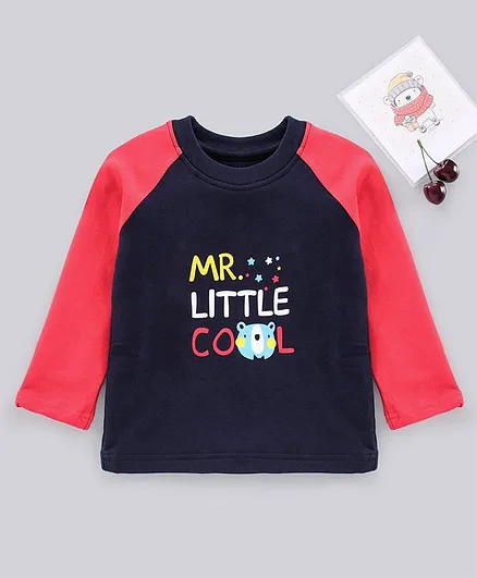 Imoogi Full Sleeves T-Shirt Text Print - Red Navy Blue