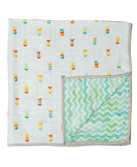 Tiny Giggles 100% Organic Blanket Dohar Blanket - Multicolor