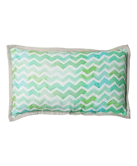 Tiny Giggles Rectangle Shaped Pillow Zig Zag Print - Green 