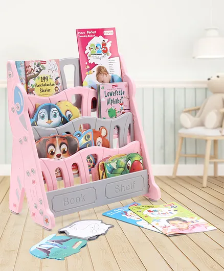 4 Shelf Multipurpose Space Shape Book Shelf For Children - Pink