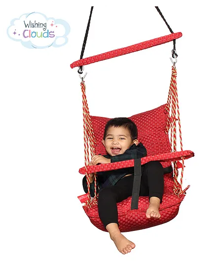 Faburaa Wishing Clouds Piccolo Kids Oonjal for Home Cotton - Red