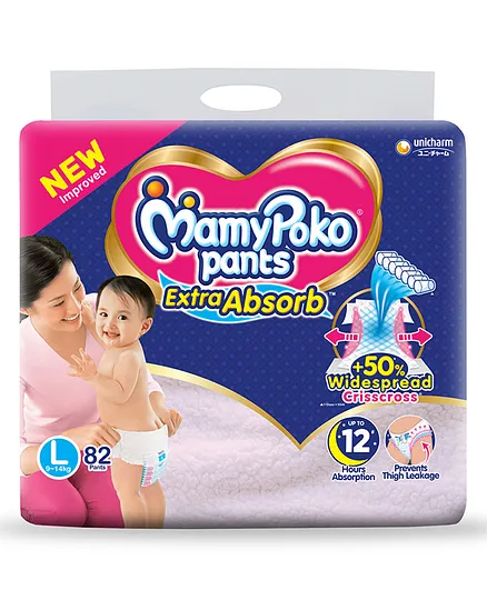 MamyPoko Extra Absorb Pant Style Diapers Large - 82 Pieces