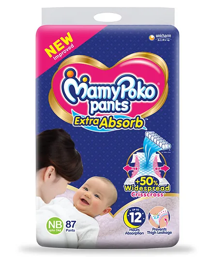 MamyPoko Extra Absorb Pant Style Diapers New Born - 87 Pieces
