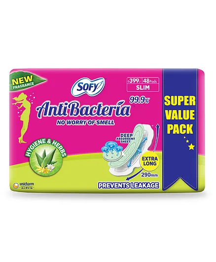 Sofy Anti Bacteria Extra Long Sanitary Pads - 48 Pieces