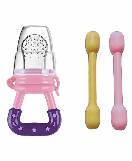 Enorme Baby Silicone Feeding Fruit Food Nibbler with Teether Sticks - Pink
