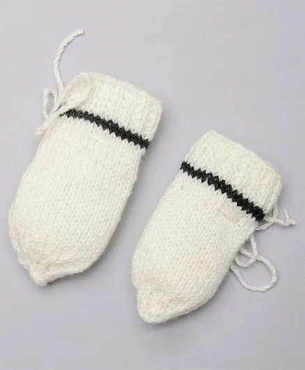 The Original Knit Solid Colour Handmade Mittens - Off White