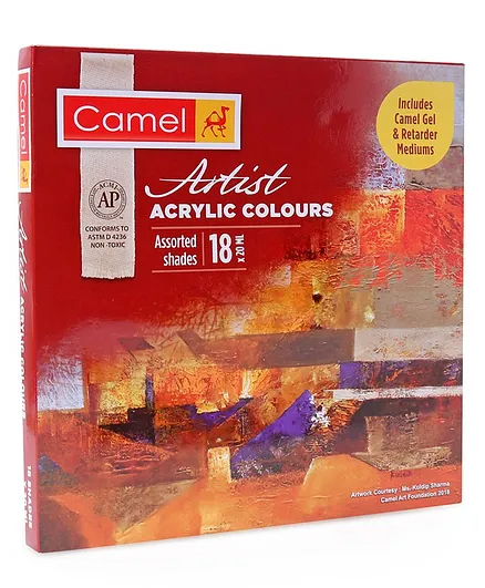 Camel Artists' Acrylic Colour Set of 18 Shades - 20 ml