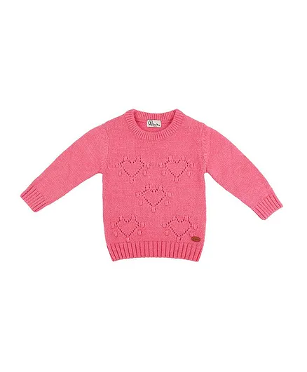 Gini & Jony Full Sleeves Sweater Heart Design - Pink