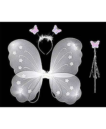 MOMISY Butterfly Wings Costume Set For Baby Girl - White
