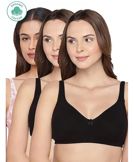 Inner Sense Organic Cotton Antimicrobial Seamless Side Support Bra Pack Of 3 - Black