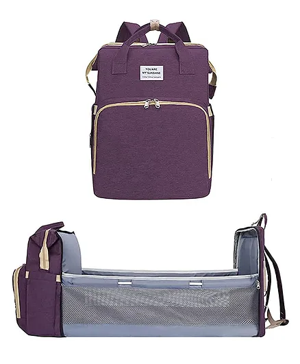 MOMISY Portable Foldable Crib Diaper Bag Backpack - Purple