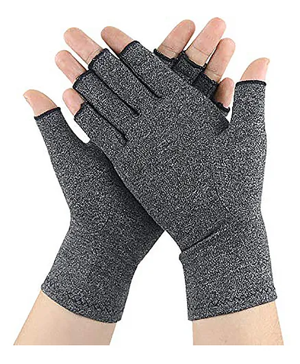 MOMISY Arthritis Copper Infused Finger Less Compression Large Gloves - Grey