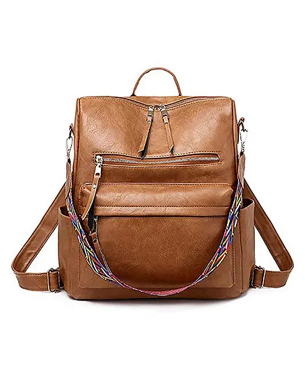 MOMISY Waterproof Leather Backpack cum Handbag - Brown