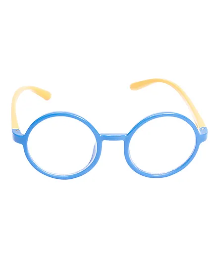 Spiky Silica Gel Clear Lens Round Zero Power Glasses With Blue Light Tester - Blue & Yellow