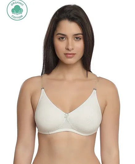Inner Sense Solid Colour Organic Cotton Antimicrobial Backless Non-Padded Seamless Bra - White