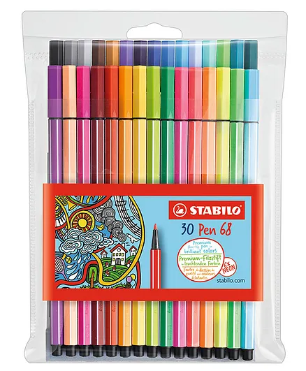 STABILO Premium Felt Tip Pen 68 ARTY Pack of 30 - Multicolour