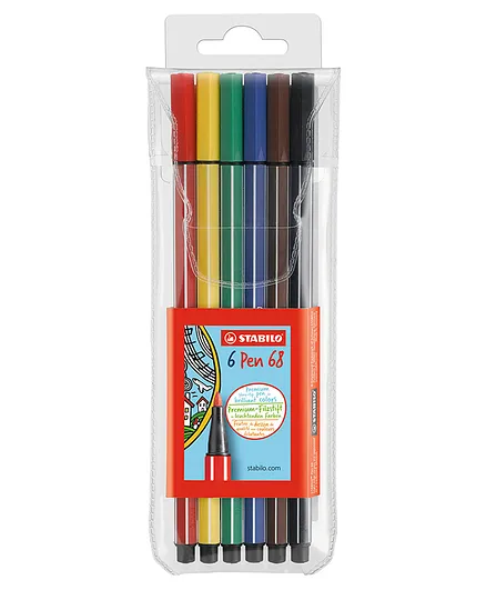 STABILO Premium Felt Tip Pen 68 Pack of 6 - Multicolour