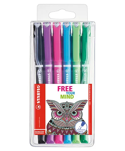 Stabilo Sensor F Balls Pens Pack of 6 - (Ink Colour May Vary)