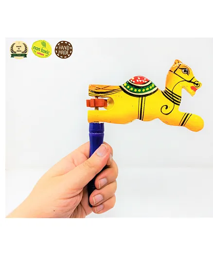 A&A Kreative Box Wooden Camel Tic Tac Hand Rattle - Yellow