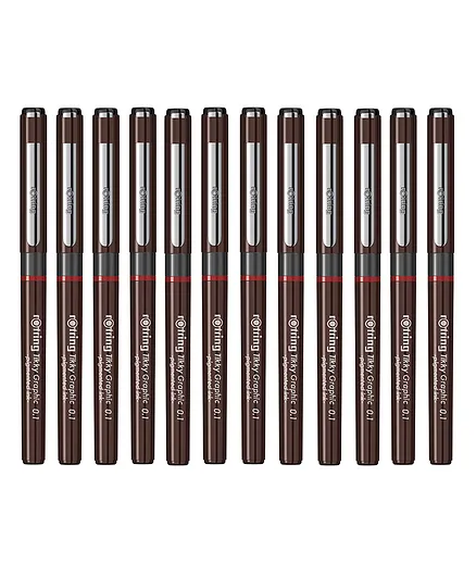ROTRING 0.1mm Line Thickness Tikky Graphic Fineliner Pack of 12 - Black