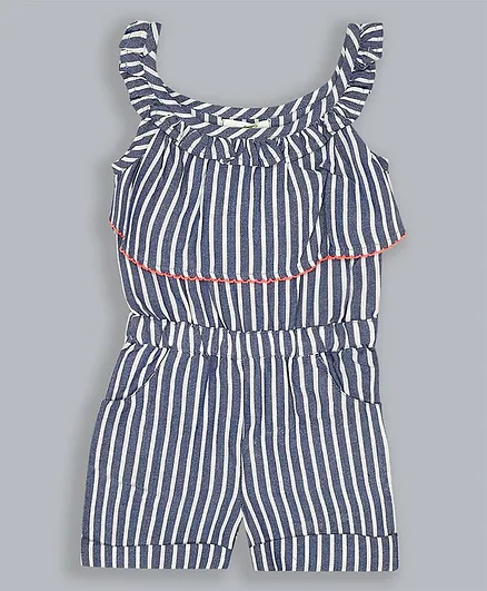 ShopperTree Striped Sleeveless Romper - Blue