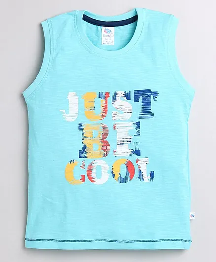 DEAR TO DAD Just Be Cool Printed Sleeveless Tee - Blue