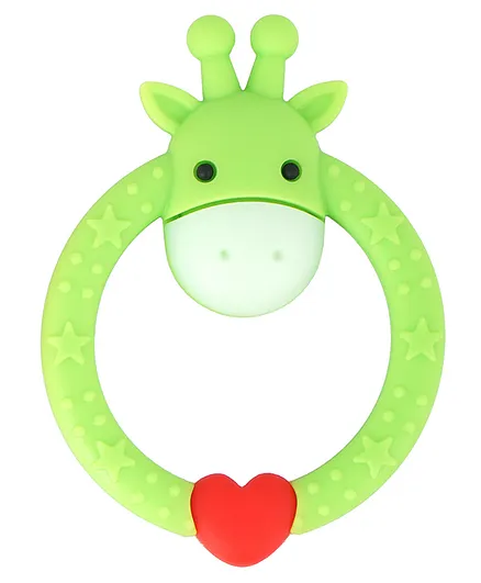 R for Rabbit Giraffe Shaped Silicone Teether - Green