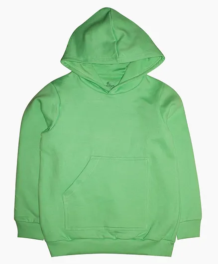 Kiddopanti Full Sleeves Solid Colour Hoodie - Light Green