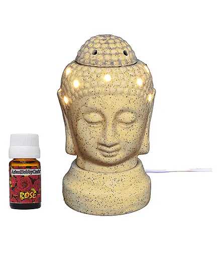 Asian Hobby Crafts Buddha Design Ceramic Aroma Oil Electric Diffuser With 1 Aroma Oil - Multicolour