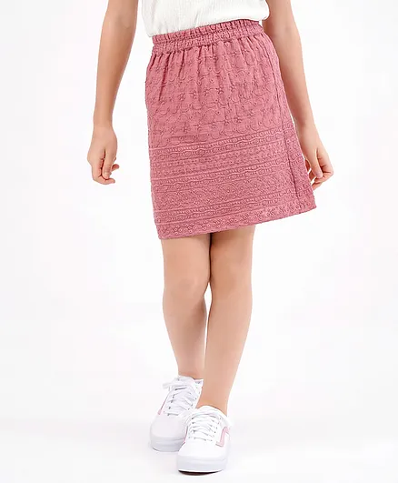 Primo Gino Skirt Floral Embroidery - Pink