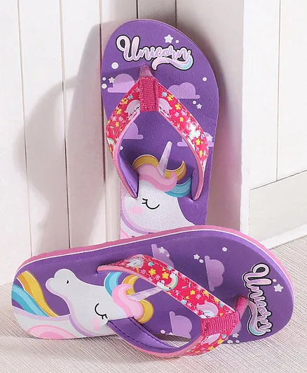 Kidsville Flip Flops Unicorn Print - Purple