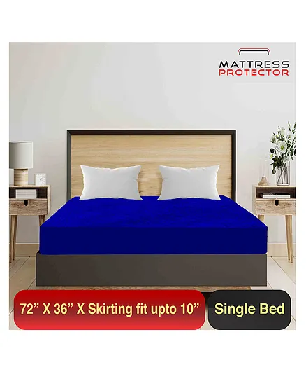 Mattress Protector Water Proof  Breathable Hand & Machine Washable Fitted elastic band- 72 x 36 Inch - Water Resistant Ultra Soft Bed Cover Single Bed - (Royal Blue)