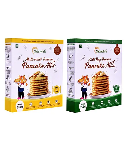 Naturelish Multi Millet & Oats Ragi Banana Pancake Mix Pack of 2 - 200 gm each