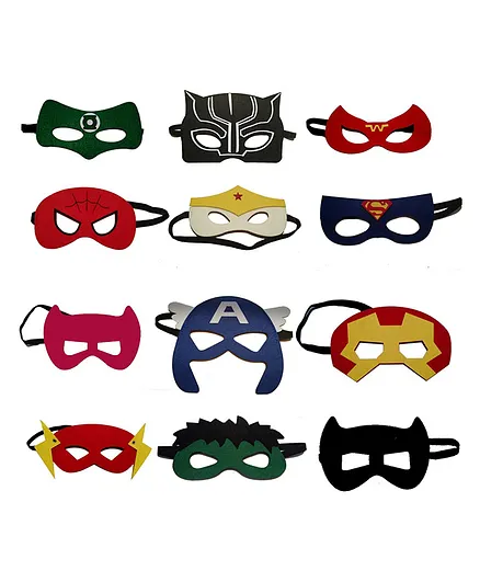 Crackles Superhero Eye Masks with Elastic - Pack of 12 