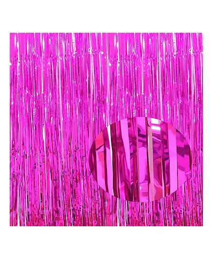 Crackles Metallic Fringe Curtains Pink Pack of 2 - Height 182 cm