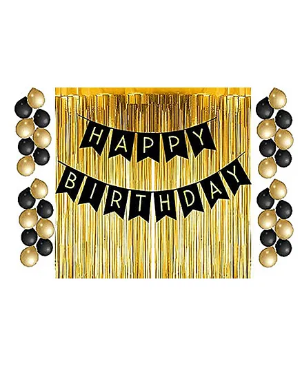 Crackles Happy Birthday Decoration Kit Golden - Pack Of 33