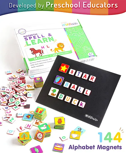  Intelliskills Language Series Magnetic Spell & Learn - 64 Picture & 144 Alphabet Magnets 