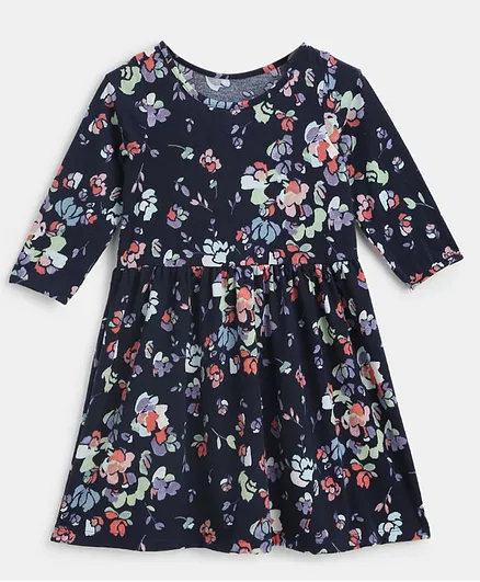 KIDSCRAFT Full Sleeves Floral Print Dress - Blue