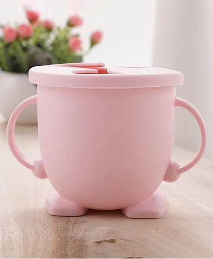 Twin Handle Mug with Lid - Pink