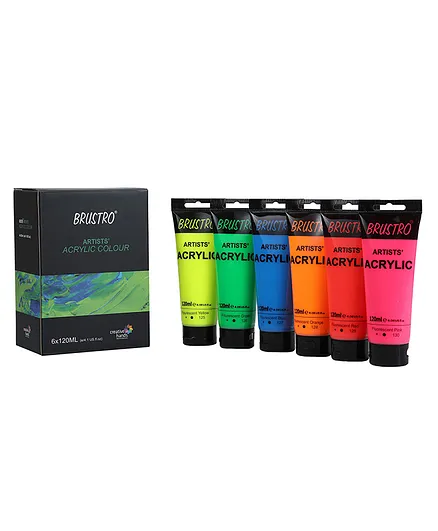 Brustro Artists' Acrylic Fluorescent Shades Pack of 6 - Multicolor 