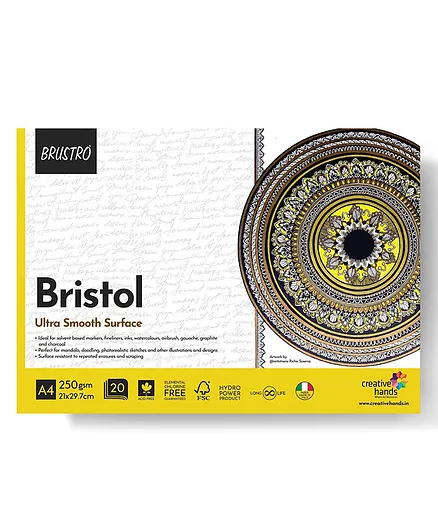 Brustro Bristol Ultra Smooth Glued A4 Size Drawing Book - 20 Sheets