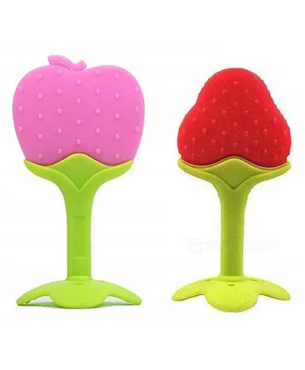 Enorme Silicone Apple & Strawberry Shape Teether Pack of 2 - Multicolour