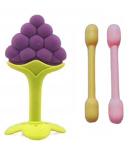 Enorme Silicone Grapes Fruit Shaped Teether with Dumbler Teether - Multicolour