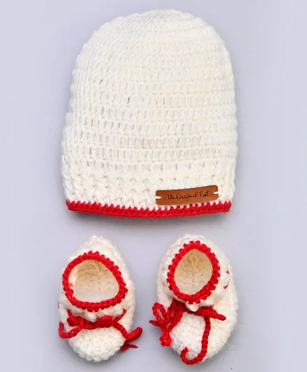 The Original Knit Handmade Cap & Booties - Off White