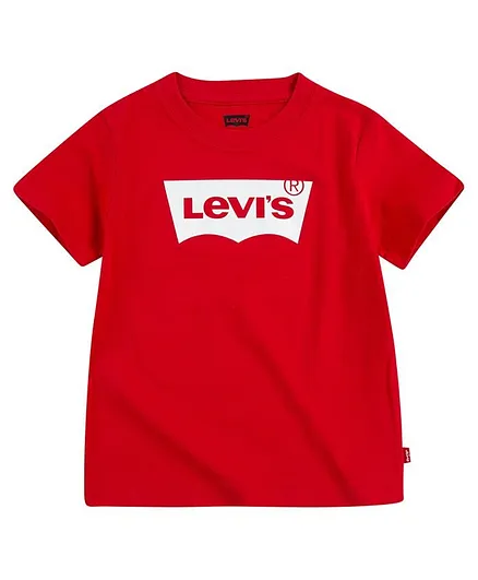 Levi's® Half Sleeves Logo Print Tee - Red