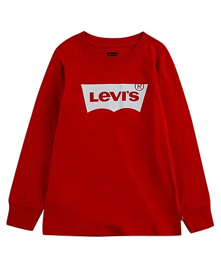 Levi's Full Sleeves Brand Name Printed Tee - Red
