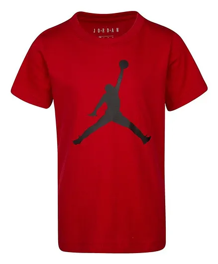 Jordan Half Sleeves Jumpman Logo Printed Tee - Red